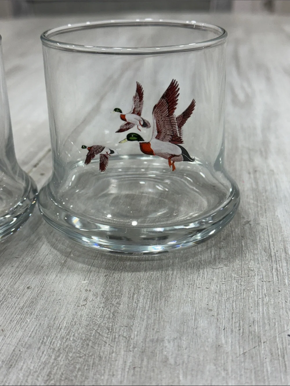 Vintage Avon Chesapeake Flying Mallard 8 oz Whiskey Glasses (2)